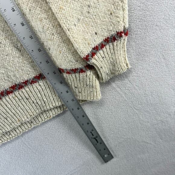 Vintage Sportables Sweater Men's medium Beige Turtleneck Wool Geometric Festive - Picture 3 of 7